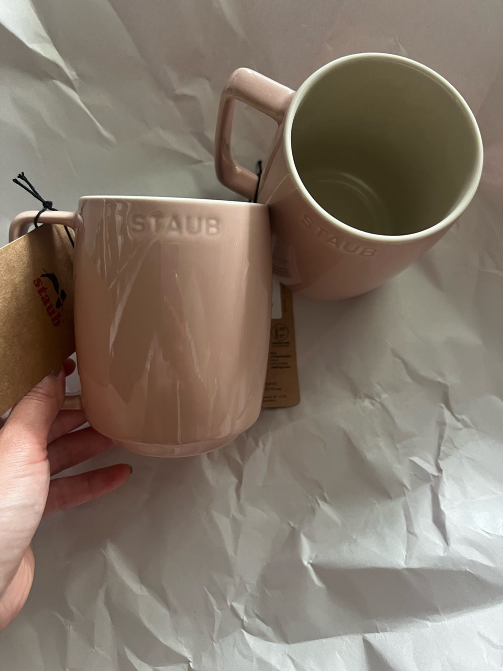 Set of 2 Staub Ceramic Coffee Tea Mug 475 mL/16 oz light pink *New With Tag* - Picture 1 of 6